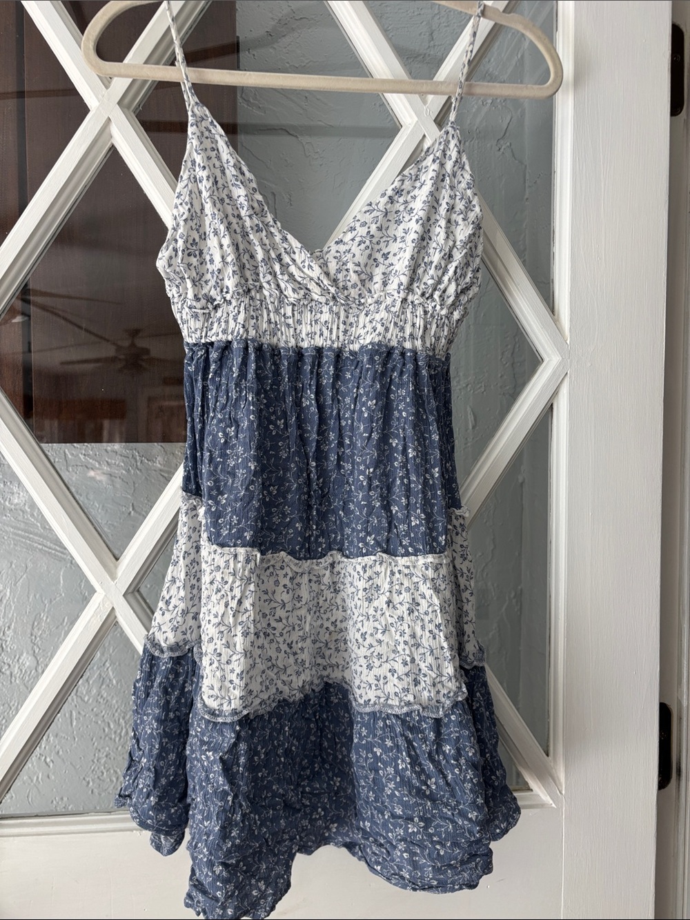 Ron Jon Blue and White Tiered Spaghetti Strap Sundress